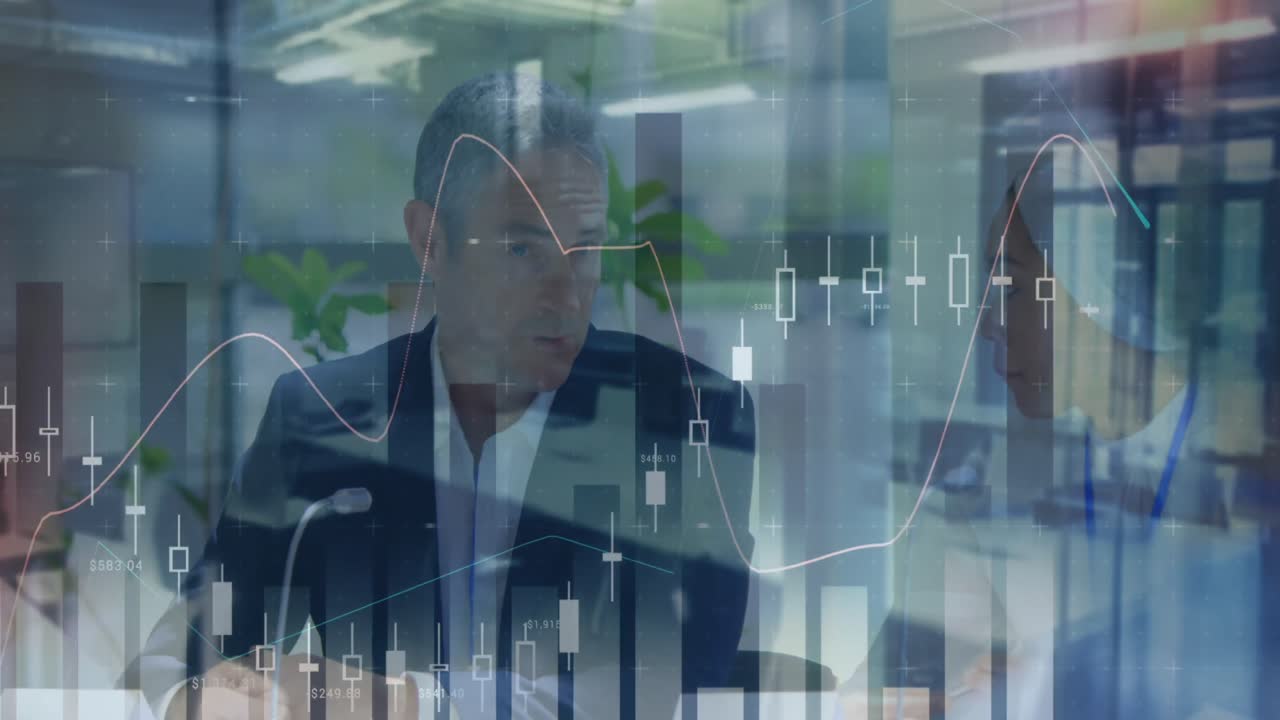 Animation de traitement statistique sur un homme d'affaires
