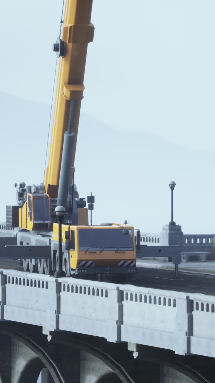 건설 중 인 다리 에 있는 크레인