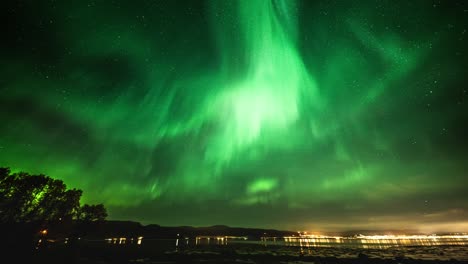 a magical light show on the night sky