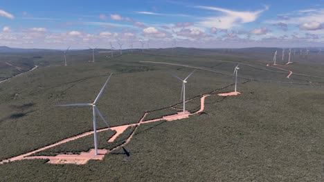 drone video of wind turbines at the morro do chapéu wind farm, brazil