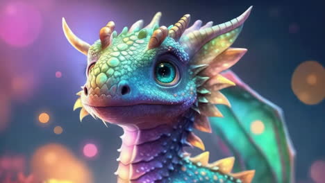 cute colorful baby dragon