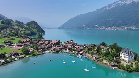 stunning aerial view iselwalt village switzerland lake brienz