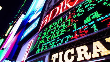 times square stock market displays at night