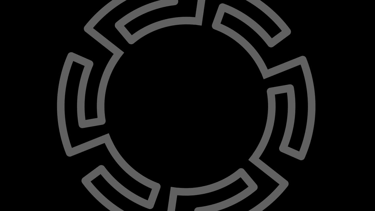 dibujo gráfico en blanco y negro con efecto estroboscópico e hipnótico, mientras gira en el sentido de las agujas del reloj y aumenta de tamaño.