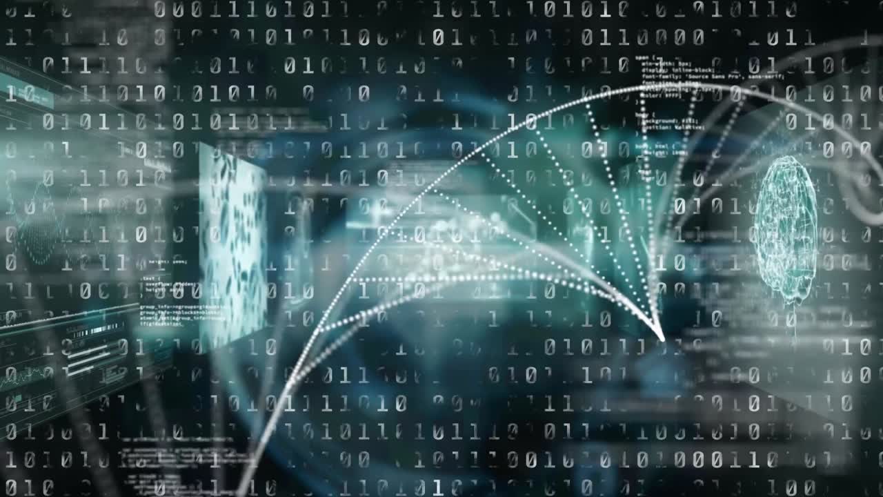 estructura de adn girando sobre pantallas en el procesamiento de datos médicos contra la codificación binaria