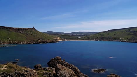 Timelapse-video-from-Malta,-Mgarr,-Gnejna-Bay-on-a-sunny-day