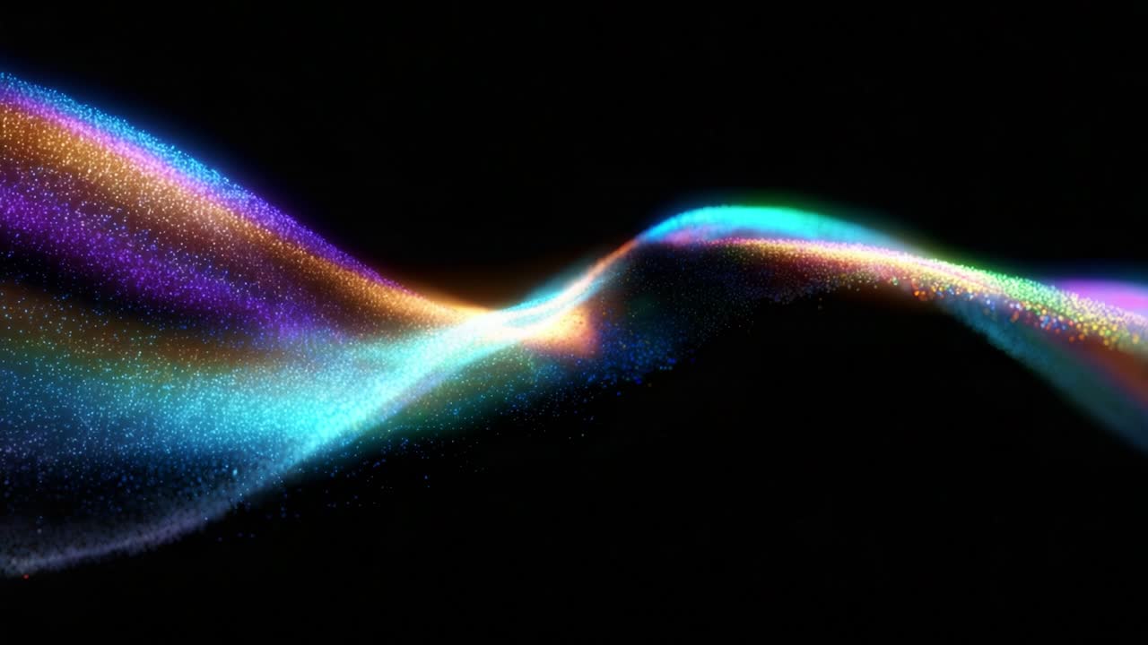 A Mesmerizing Flow of Colorful Particles in Motion, Capturing the Dynamic Essence of Light and Energy in a Stunning Display Against a Dark Background