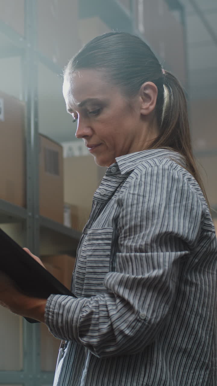 trabajador del almacén escaneando el inventario