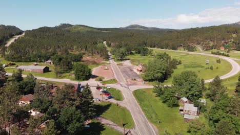 vista aérea de arriba hacia abajo sobre bosques densos en sotuh dakota durante el verano