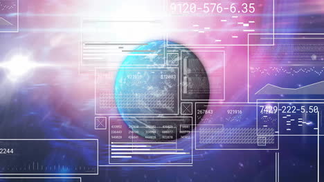 Animation-Der-Datenverarbeitung-über-Globus-Und-Wolken