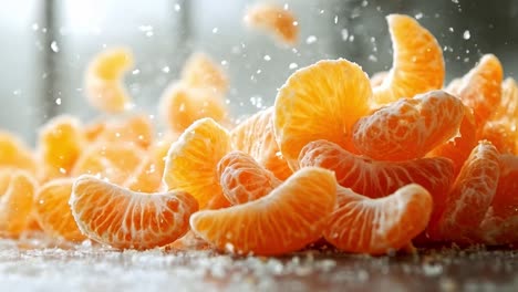 fresh peeled tangerine segments with sprinkles