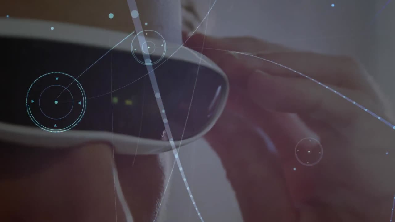 헤드 ⁇ 을 착용한 사람 위의 연결 네트워크의 애니메이션