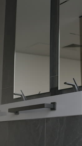 modern bathroom vanity with black fixtures