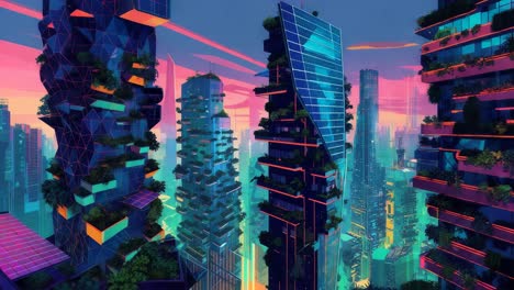 paisaje urbano de jardín vertical futurista