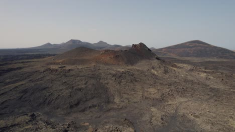 Areal-view-of-volcanic-landscape-captured-at-Lanzarote,-Canary-Island
