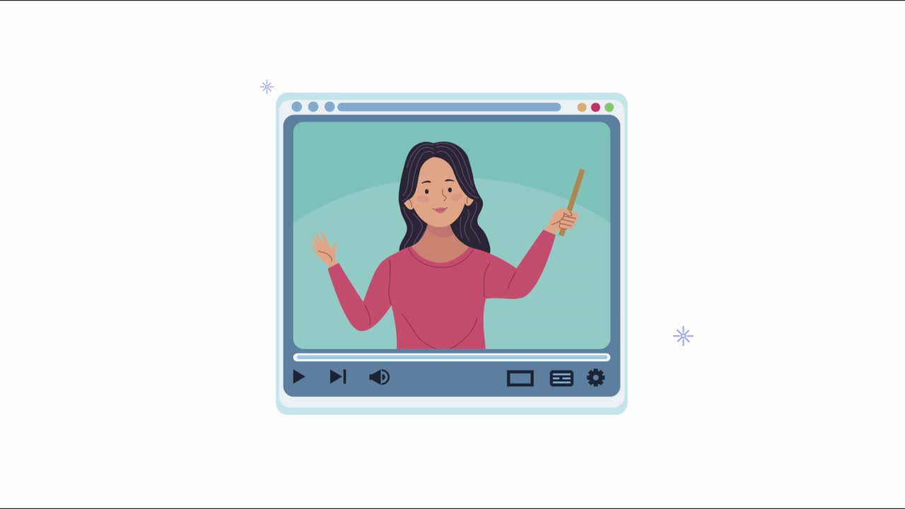 młoda kobieta ucząca w animacji szablonu strony internetowej