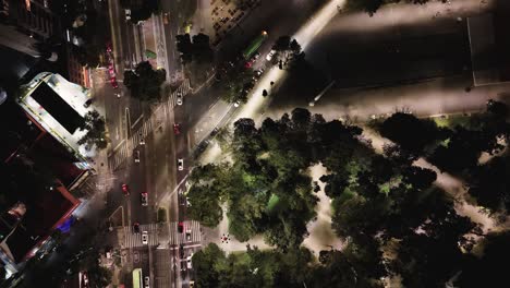 drone footage of night traffic on mexico city avenues