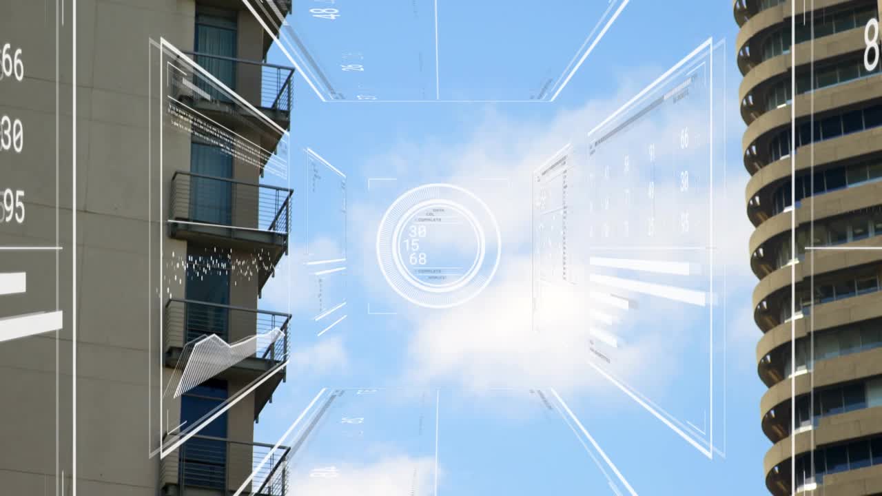 HUD overlay appearing after sensor ping, panels sliding inward forming then fading to show data