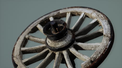 handmade rustic vintage wooden wheel used in medieval wagons