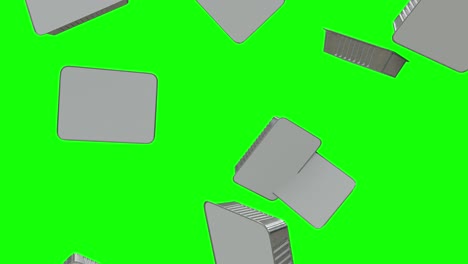 Aluminum-parcel-containers-with-lid-Falling-on-Green-Screen-With-Alpha-Matte