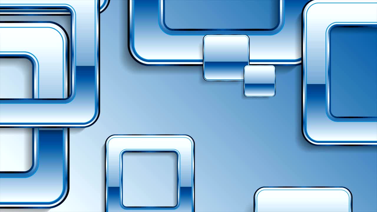 Blue abstract glossy retro squares video animation