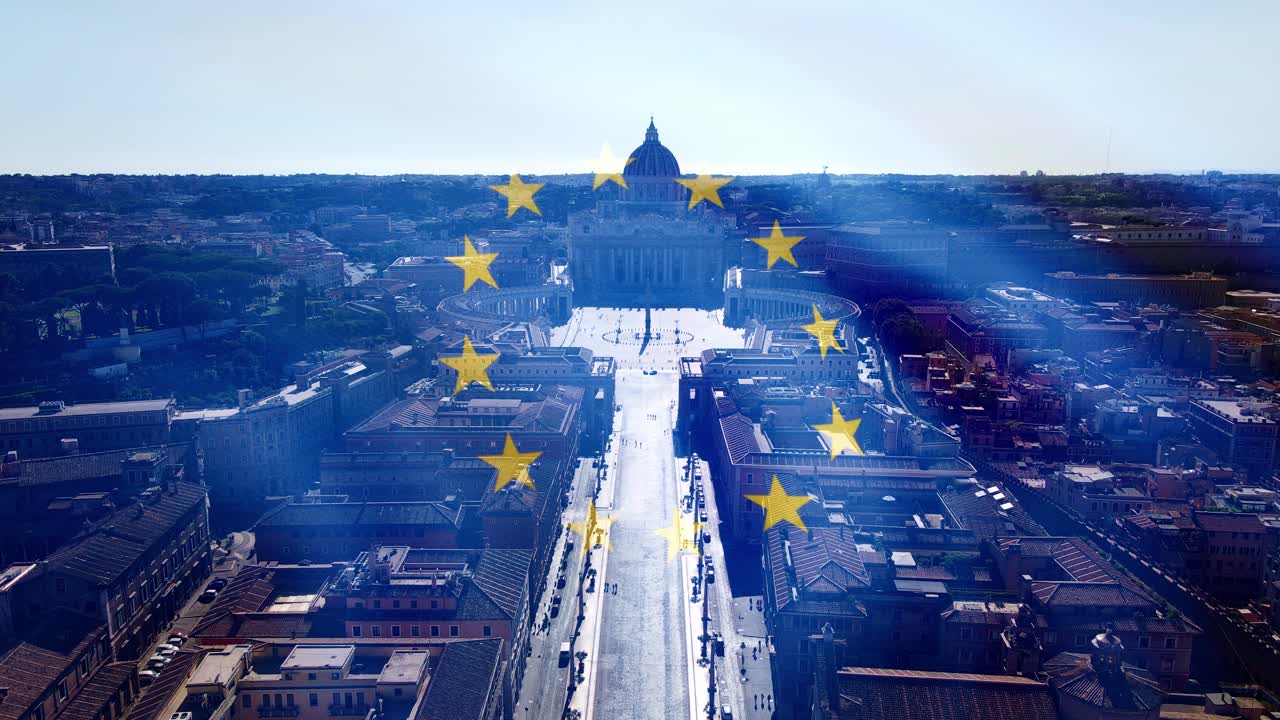 Blue tone aerial symbolizing European cooperation diplomacy and cultural harmony