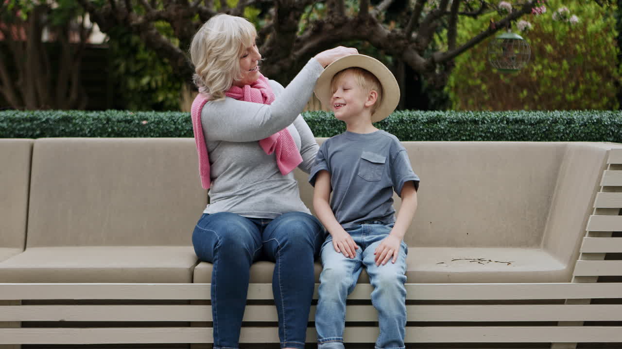 Grandmother and Grandson Spending Time Together in the Garden