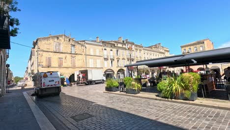 street cleaner operates in libourne's town square