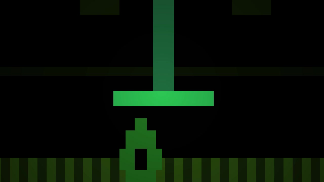 Animazione Retro in Pixel Art con Blocchi Verdi e Oggetti in Movimento