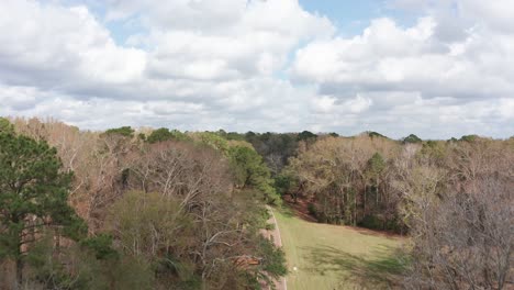 amplia toma aérea ascendente de la histórica avenida natchez trace parkway en mississippi