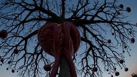 sculptural tree with apples