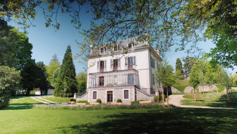 wide shot of conservatory of music l'ouest vaudois during the day in nyon, canton of vaud, switzerland