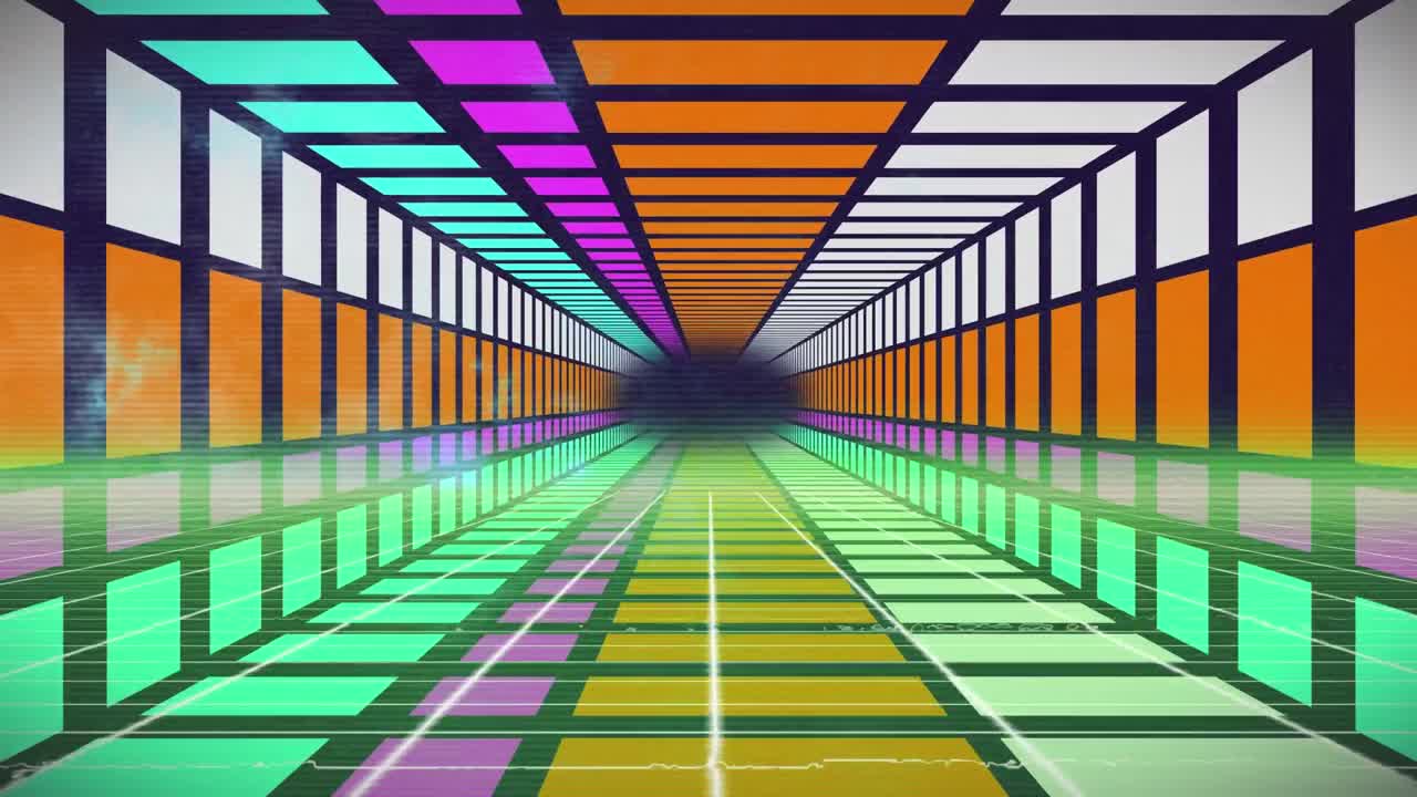 animación de un túnel en movimiento, geométrico y colorido
