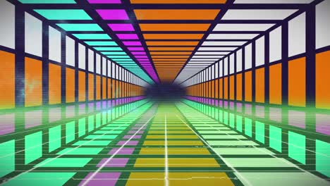 animation of moving, geometrical, colorful tunnel