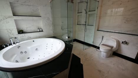 close up footage of luxury bathroom with big jacuzzi