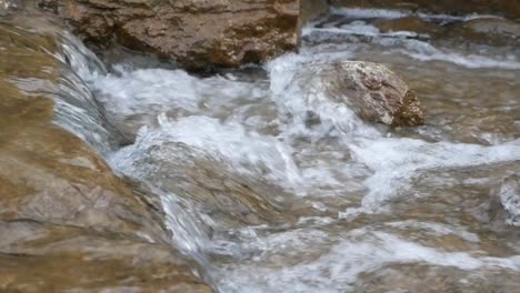 primer plano de un arroyo de rápido movimiento que fluye sobre las rocas
