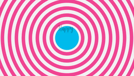 feliz espiral giratoria felices vacaciones en negras letras en negrita sobre fondo rosa y azul