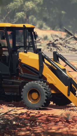 yellow backhoe parked on a construction site