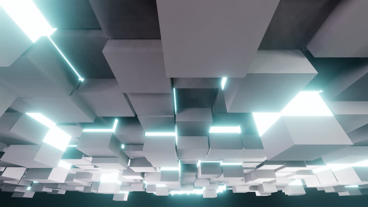 ciclo vj del concetto di inizio muovendo cubi di neon