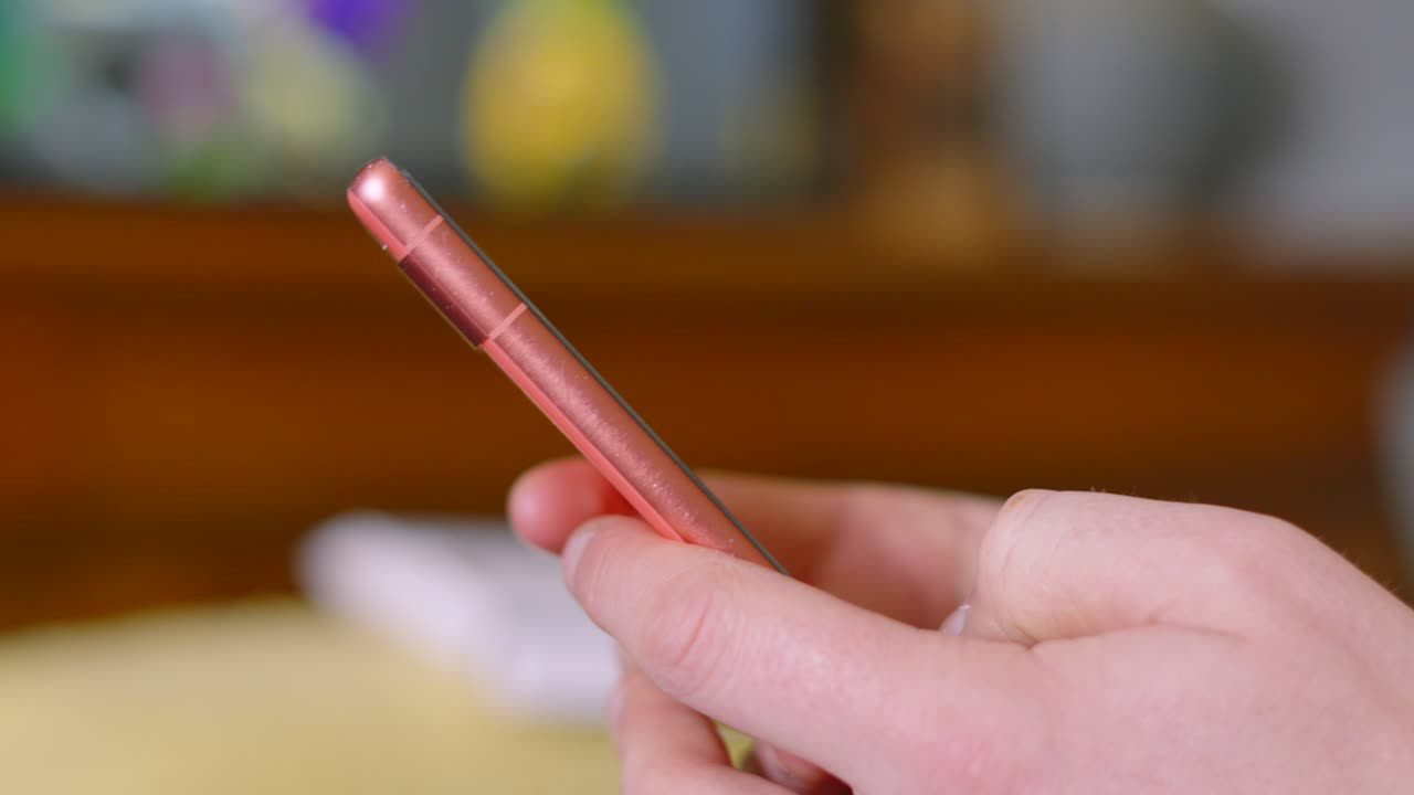 Persons Hands Typing on Smart Phone Touch Screen Sending Emails, Text Messages, Engaging and Influencing on Social Media and Setting Up Business Deals. Technology Communication Footage.