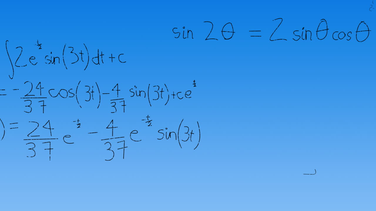 animación del procesamiento de datos matemáticos sobre un fondo azul