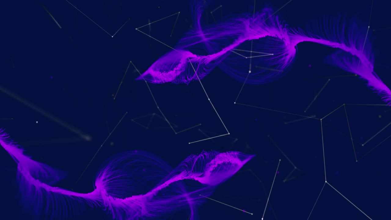 animación de ondas abstractas y conexión del patrón de puntos