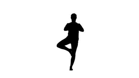 Frau-Macht-Yoga-In-Schwarzer-Silhouette