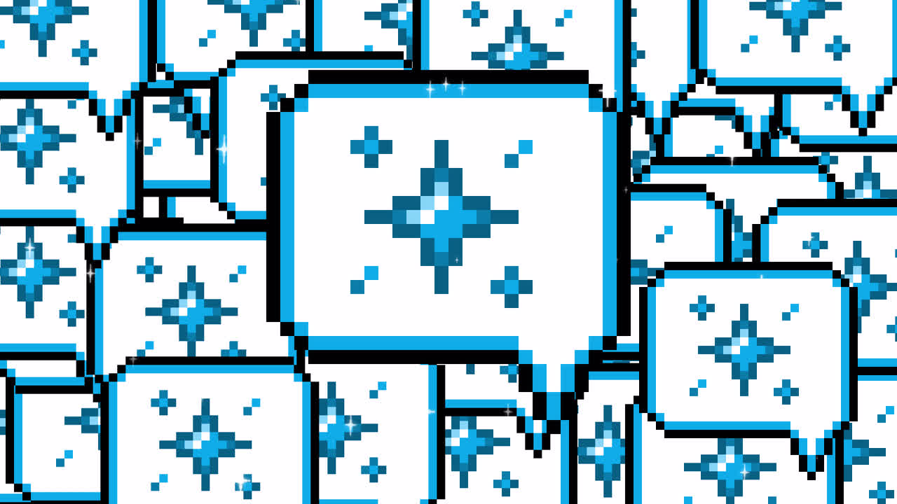 Pixel art pop up speech bubble icon particle Transitions. 1080p - 30 fps - Alpha Channel (1).mov