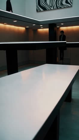 modern architectural gallery interior with people