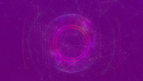 animación de la red de conexiones y el globo sobre fondo púrpura