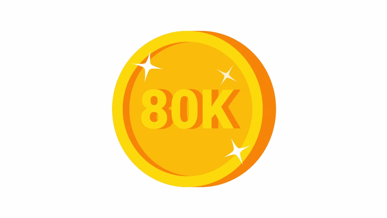 흰색 배경에서 회전하며 반짝이는 애니메이션 80K 금화