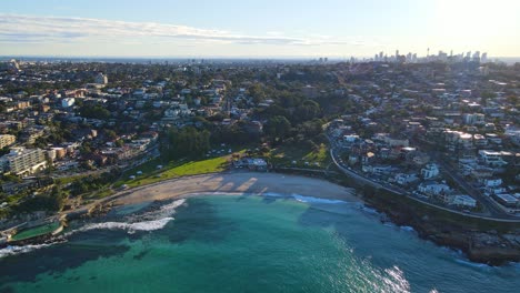 waterfront park surrounded with coastal cliff of tamarama beach in sydney, nsw, australia