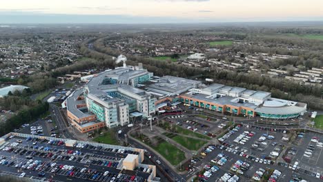 peterborough city hospital uk establishing aerial shot