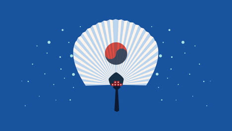 korean culture animation with flag in fan